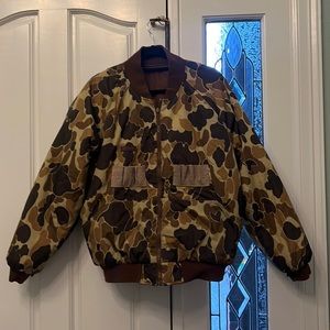 Columbia Camo Bomber Jacket Puffer Men's Large Reversible Hunting Vintage